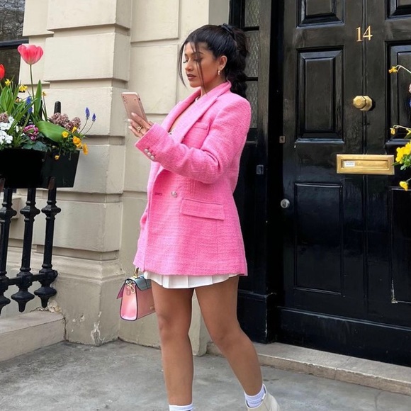 Zara pink tweed double breasted blazer barbie - Picture 13 of 13